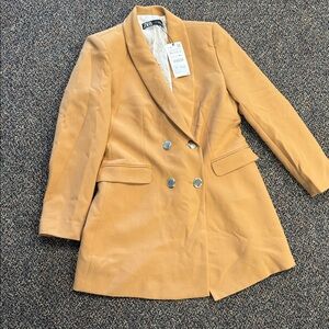 Zara Camel Double-Breasted Blazer